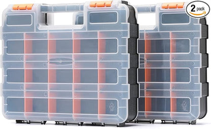 Mayouko Double Side Tools Organizer, Customizable Removable Plastic Dividers, Hardware Box Storage, Excellent for Screws,Nuts,Small Parts, 34-Compartment,2 PCS Set,12.6"L x 10.6"W x 3.2"H