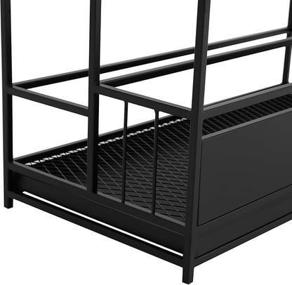 Commercial Metal Umbrella Holder Umbrella Stand with Drip Tray Entrance Umbrella Organizer Large Capacity Umbrella Rack for Home, Office, Apartment, Hotel (Black, 26.8 * 12.6 * 27.6in)