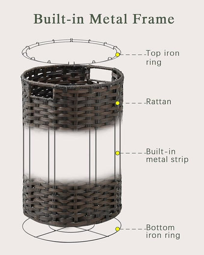 34.3 Gal (130 L) Large Laundry Hamper Laundry Basket Round Handwoven Wicker Laundry Baskets Rattan Laundry Basket with Removable Bag Handles 2 Mesh Bags for Living Room Bedroom Brown (No Lid)