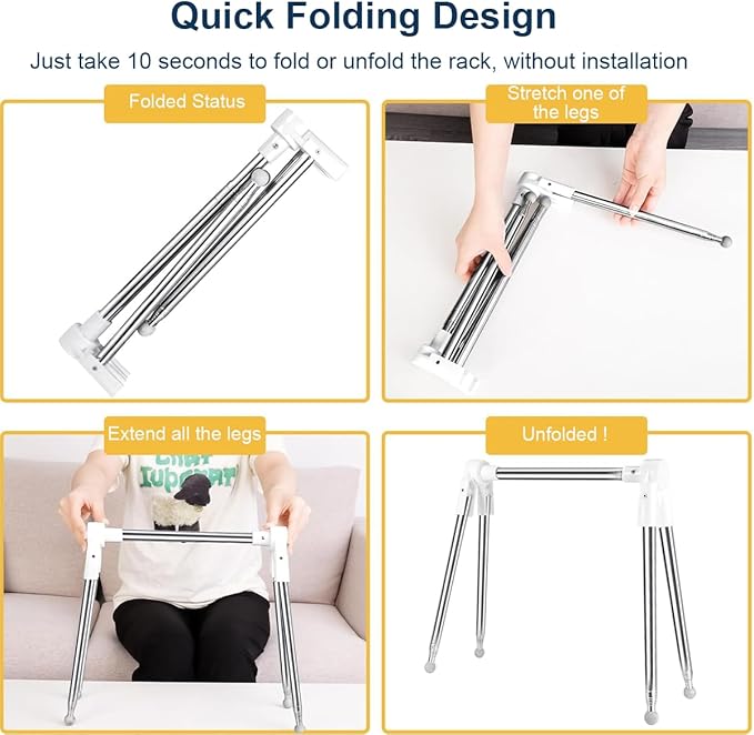 Portable Garment Rack, Folding Clothes Rack, Collapsible Clothing Rack for Dance, Travel, Camping, Laundry, Indoor, Outdoor, Drying, RV, Mini Compact Racks White + 3 Foldable Clothes Hangers