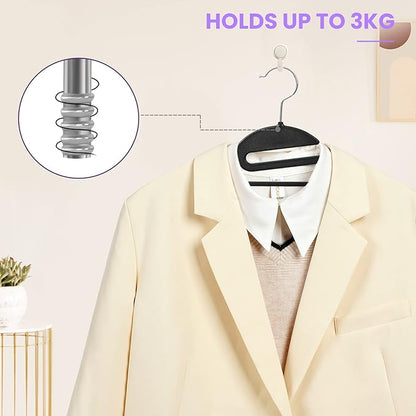 BAGAIL Plastic Hangers 50 Pack with Non-Slip Design,0.2 Inches Thick, 360°Swivel Hook Space Saving Organizer for Bedroom Closet,Shirts,Pants(Purple- S Shaped)