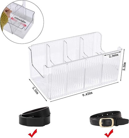 HZJYW Belt Organizer,2-Piece Set with Transparent Belt Rack and Adjustable Divider for Storing Underwear,Socks,tie Drawers and wardrobes