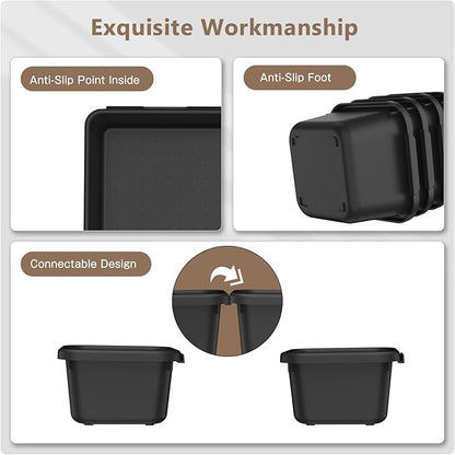 A-LuGei 【𝟰𝟲𝗣𝗖𝗦 & 5 Size】 Tool Box Organizer Tray Divider Set, 【Black】 Bathroom Drawer Organizer Bin, Garage Organization and Storage Toolbox Rolling Tool Chest Cart Cabinet WorkBench Small Part