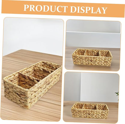 ABOOFAN Seagrass Box Rattan Storage Basket Handwoven Woven Storage Basket for Shelves and Desk