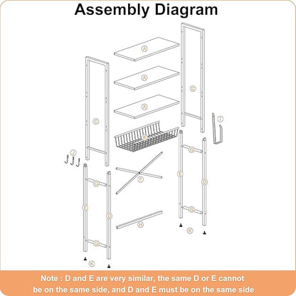 Kalrin Over-The-Toilet Storage Rack, 4-Tier Bathroom Organizer Shelf Over Toilet with Adjustable Shelf and Basket, Freestanding Space Saver Bathroom Shelves Above Toilet for Room (Pure Gray)