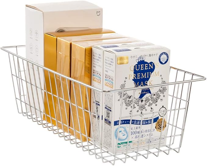SANNO 15.7" Freezer Baskets Refrigerator Storage Baskets Bins Wire Storage Baskets Bin Organizer Food,Kitchen, Basket Organizers Bins for Home, Bathroom, Closet, Plating 4 pack