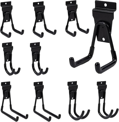 Slat Wall Hook 10 Pack Garage Heavy Duty Wall Mount Power Tool Organizer Black Bike Accessory for Garage Wall, Slat Wall Accessories Ladder Hooks
