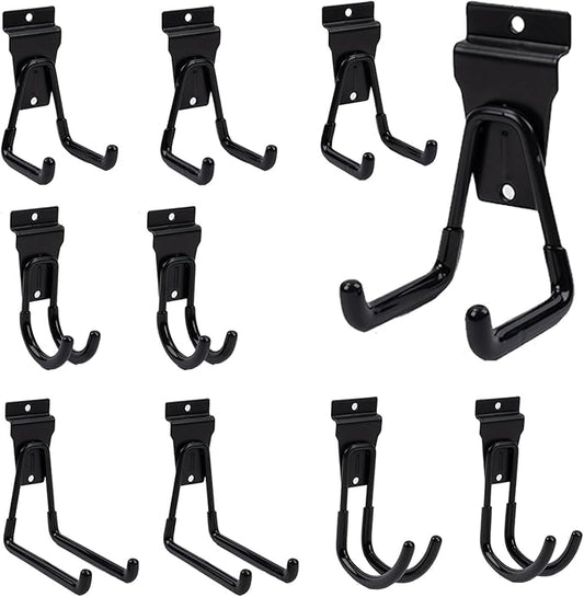 Slat Wall Hook 10 Pack Garage Heavy Duty Wall Mount Power Tool Organizer Black Bike Accessory for Garage Wall, Slat Wall Accessories Ladder Hooks