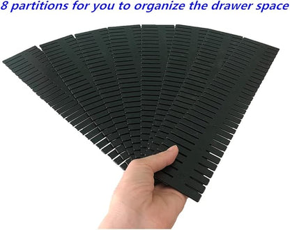 8pcs DIY Plastic Drawer Organizer Adjustable Drawer Dividers for Home Tidy Closet, Socks, Underwear, Office School Supplies, Kitchen Utensil Tools (Black)