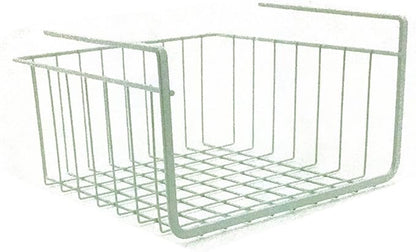 Modern Home Under Shelf Wire Storage Baskets – Hanging Organizer Rack for Cabinet, Pantry, or Closet – White Metal Basket for Kitchen, Towels, or Office – No Tools Required (11")