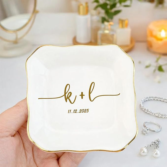 Famitrendz Personalized Couple Portrait Ring Dish, Custom Couples Photo Jewelry Dish, Custom Ring Holder Gifts, Picture Trinket, Engagement Valentines Wedding Gifts, Gift for Her, Women 4
