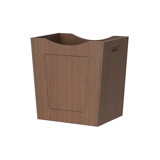 Bamboo Trash Can, Curved Design Multi-Use Bin for Bedroom, Office, Bathroom, Kitchen, Wastebasket for Paper & Towel Storage, Natural Brown MCW30MA