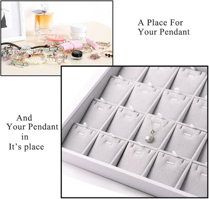 Oirlv Velvet Stackable Jewelry Trays Pendant Display Organizer Storage Tray (24 Grids Pendant)