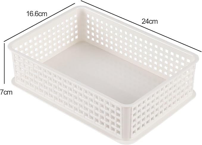 6-Pack Small Stacking Baskets, Plastic White Storage Baskets Trays
