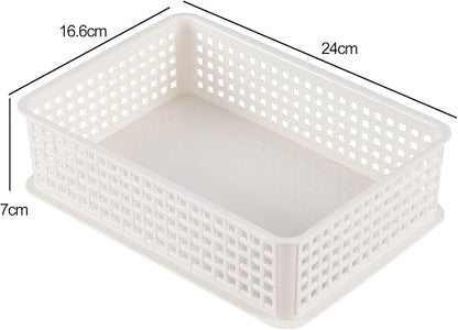 6-Pack Small Stacking Baskets, Plastic White Storage Baskets Trays