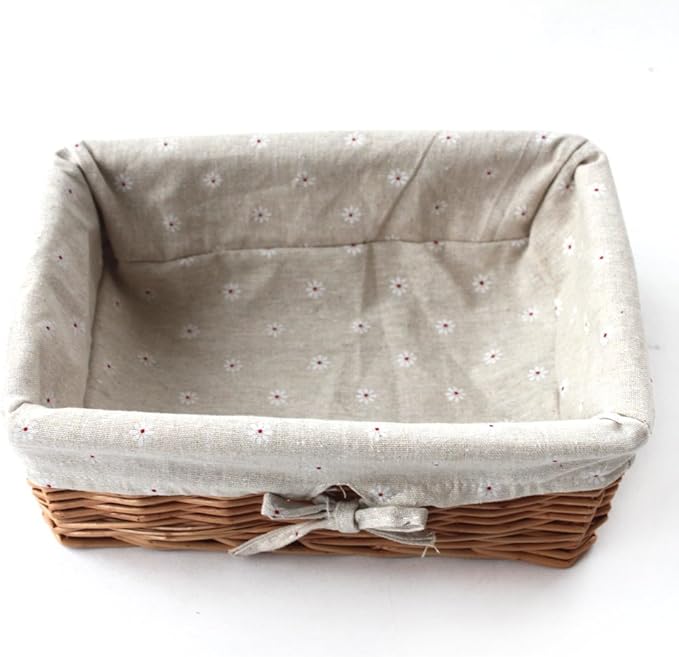 Kingwillow, Storage basket, Natural wicker Storage Bins Rectangular Basket,Arts and Crafts.