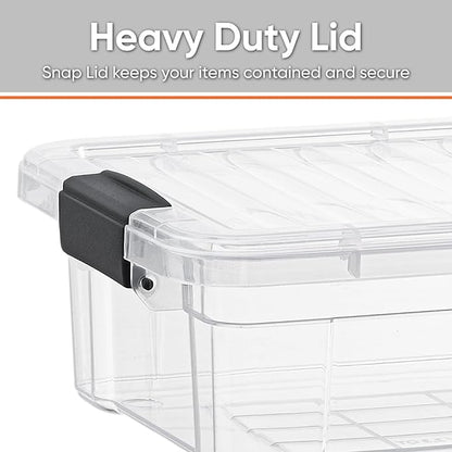 Superio Clear Storage Boxes with Lids, 1.27 Quart Plastic Container Bins for Organizing, Stackable Crates, BPA Free, Non Toxic, Odor Free, Organizers for Home, Office and Dorm