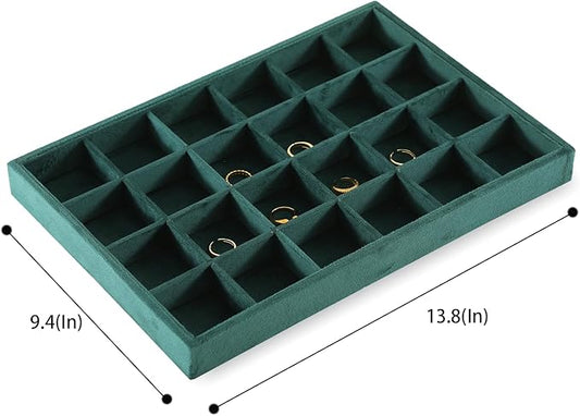 Earrings Organizer For Women, Velvet Jewelry Trays，Premium Rock Organizer,Luxury Earring Storage,Green Earring Case