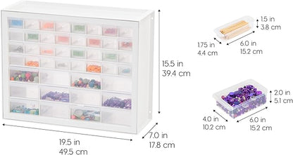 IRIS USA Screw Tool Organizer Small Parts Cabinet Chest, 44-Drawer Hardware Electronics Nuts Bolts Storage Drawers Organization Toolbox Garage Craft Business Teacher Beads Scrapbook Art Hobby - White