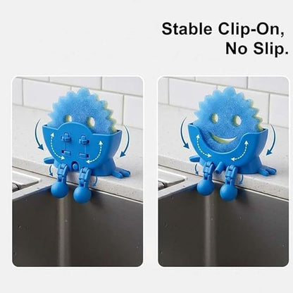 3D Printed Cute Smiley Sponge Holde - With Drainage,Keeps Your Sponge Dry & Smiling,For Cute Smiley Sponge Holder (orange, small size)