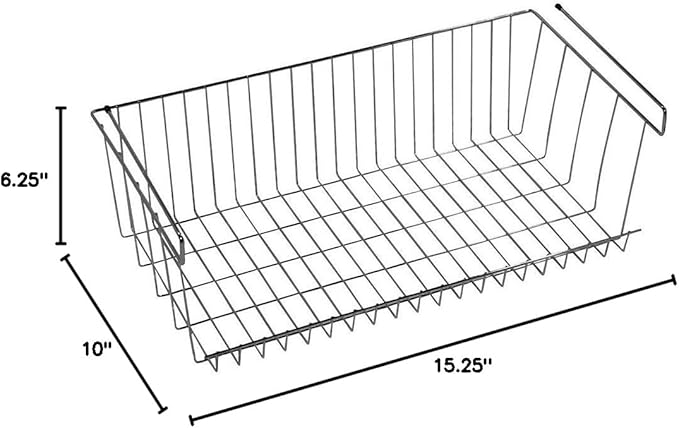 LTL Home Products WS-Z215430C More Inside Hanging Under Shelf Storage Basket, Medium, Chrome