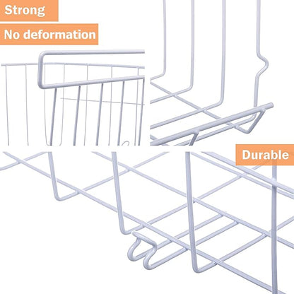 Under Shelf Storage Basket, 2-Pack Under Shelf Hanging Metal Wire Storage Basket Organizer for Kitchen, Office, Pantry, Bathroom, Cabinet, White