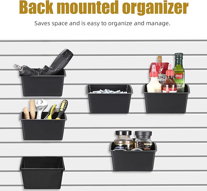 20PCS Acoustic Wall Storage Box Slatwall Organizer for Garage, Storage Bins for Storing Accessories Compatible With Acoustic Wall/ Slatwall/ Perforated wall