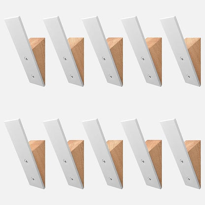 Homeforia Beech Wood Coat Hooks, High End Beech Wood & White Metal Wall Mounted Clothing Hooks, Mid-Century Modern Coat Hooks, Heavy Duty Wooden Hooks for Hanging Coats, Hats, Towels & More, Set of 10