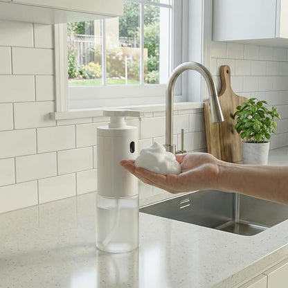 Automatic Foam Soap Dispenser, Touchless Sensor, ABS Plastic, Type-C Rechargeable, 350ml Capacity, Ideal for Kitchen & Bathroom