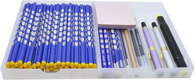 Desk Drawer Organizer, Pen Holder Tray Pen Storage with Fountain Pen, Pencil, Marker, Crayon, Chalk, Nail Art Tools for Office, Craft Room - 2pack