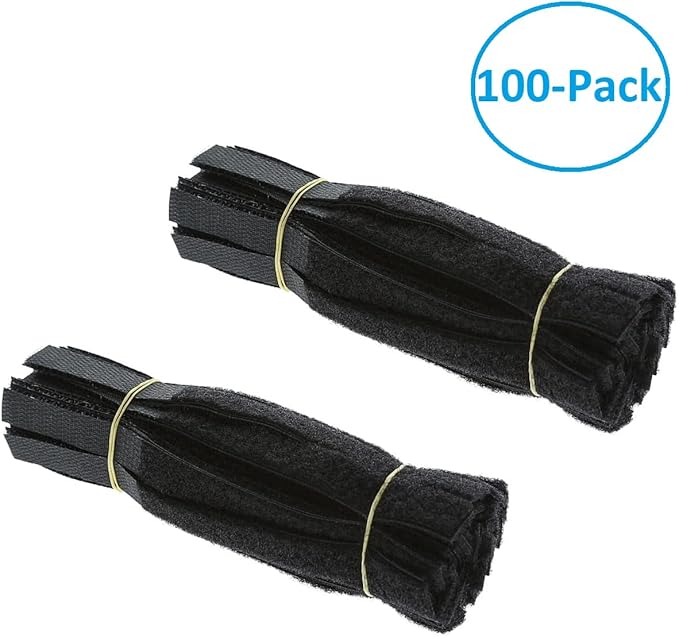 6 Inch (100-pack) Hook and Loop Self Gripping Fastening Cable Ties 1/2" Width - Multipurpose Microfiber Cloth Cable Organizer Self Adesive Pre-Cut Straps