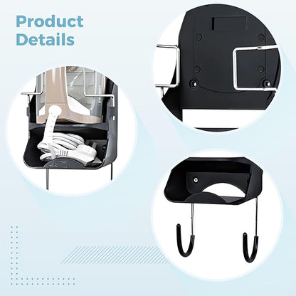 Space-Saving Wall-Mount Iron and Ironing Board Holder with Hooks for Laundry and Hotel Rooms
