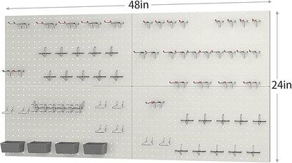 Pegboard Smith 48x24 inch Gray Metal Pegboard Kit for Wall Organization with Hooks, Pegboard Bins, and Utility Tools Storage Board, Efficient Tool Organizer Peg Board