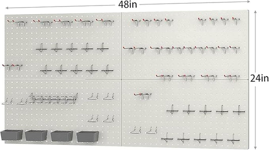 Pegboard Smith 48x24 inch Gray Metal Pegboard Kit for Wall Organization with Hooks, Pegboard Bins, and Utility Tools Storage Board, Efficient Tool Organizer Peg Board