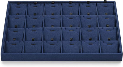 24 Grids Microfibrt Necklace Tray Jewelry Display Tray Necklace Holder Display Trays for Drawers With Removable Jewelery Cards Necklace Pendant Bracelet Storage Tray (Beige)