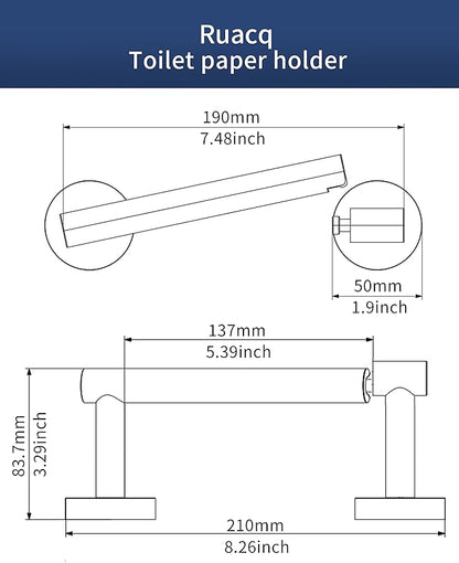 Ruacq Toilet Paper Holder Brushed Grey Double Post Pivoting Round Tissue Holders Roll Holder Hangers Toilet Paper Holders SUS 304 Stainless Steel Modern Wall Mounted