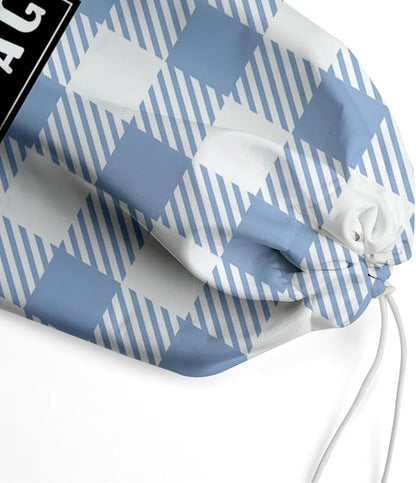 Plastic Bag Holder,Reusable And Washable Grocery Bag organizer,for Home Kitchen Travelling Camping Decor, use 1 Pack, Blue And White Checkered Pattern