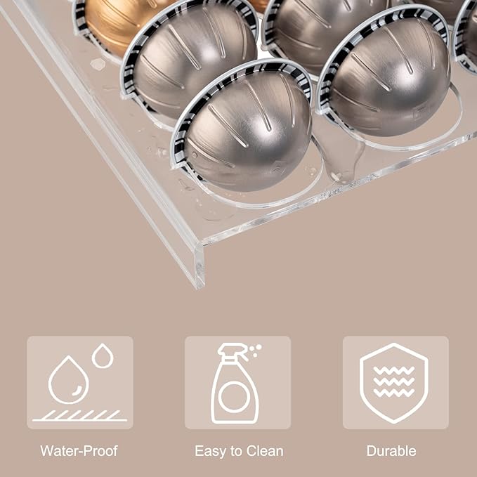 SUMERFLOS Coffee Capsule Storage Tray, Drawer Insert Organizer Holds 30 Pods Compatible with Nespresso Vertuoline Capsules Drawer of Kitchen, Home