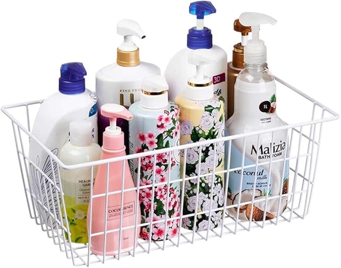 Wire Storage Basket Freezer Organizer Bins Metal Wire Baskets Organizer Storage Baskets for Kitchen, Cabinets, Pantry, Freezer, BathroomSet of 3