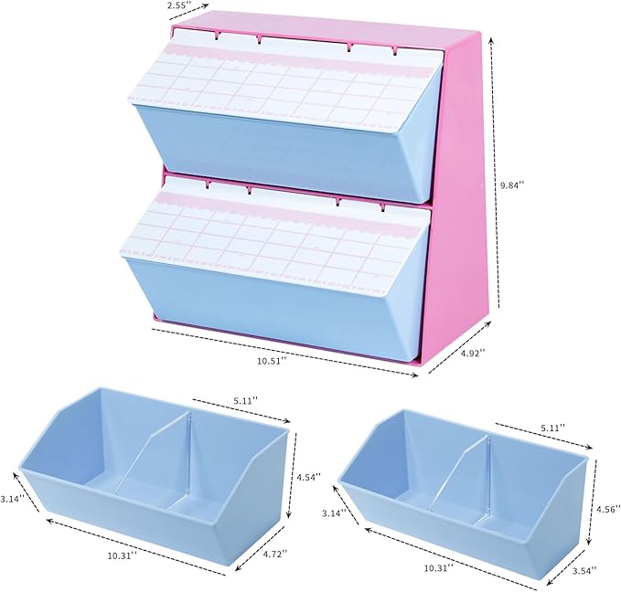 Coffee Pod Organizer with Lid, Vintage Creamer Holder for Coffee Bar, Kitchen and Countertop, Plastic Storage Box for K Cups, Tea Bags, Sugar Packets, Drinking Accessories (Rose Pink)