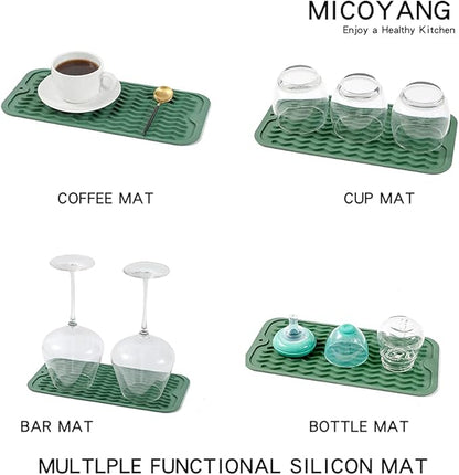 Silicone Dish Drying Mat for Multiple Usage,Easy clean,Eco-friendly,Heat-resistant Silicone Mat for Kitchen Counter or Sink,Refrigerator or Drawer Liner Green S 12 inches x 6 inches