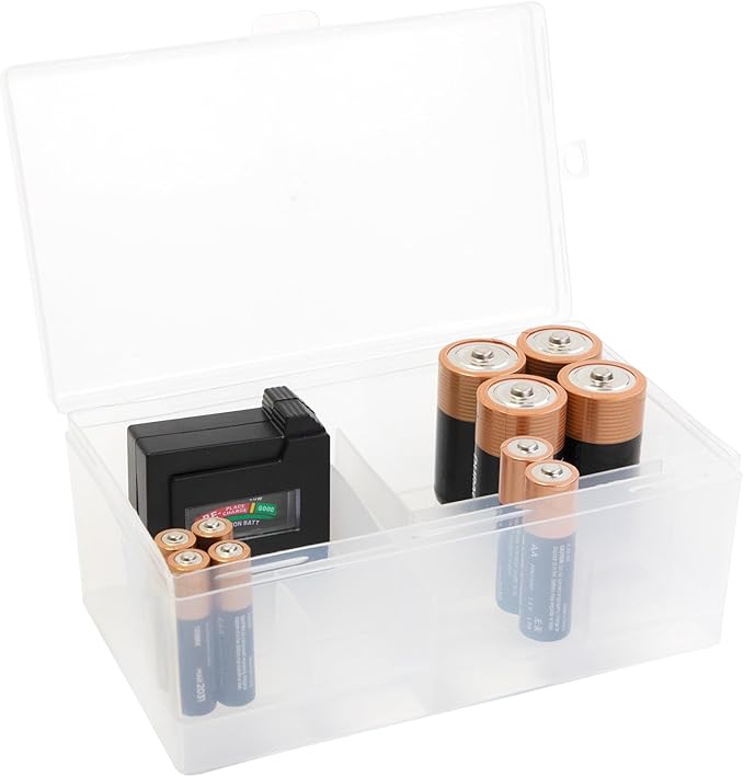 Dial Industries Battery Storage Organizer Case, 12 AAA, 12 AA, 6 C, 4 D with Tester