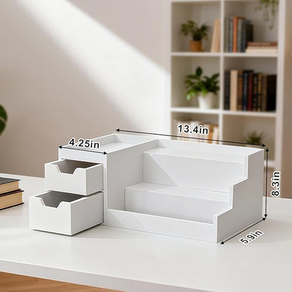 UUyuality Countertop Perfume & Makeup Organizer - Wooden Rack, Cologne Stand Shelves & Skincare Organizer for Bedroom Dresser, Organizador de Perfumes Estante para Perfumes (White, 01)