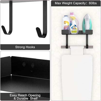 Ironing Board Holder Wall Mount,Ironing Board Hanger Wall Mount for T&Y Leg Ironing Board, T&Y Shaped Space Saving Iron Holder Hanger for Laundry Room Decor and and Storage with Large Storage (Black)