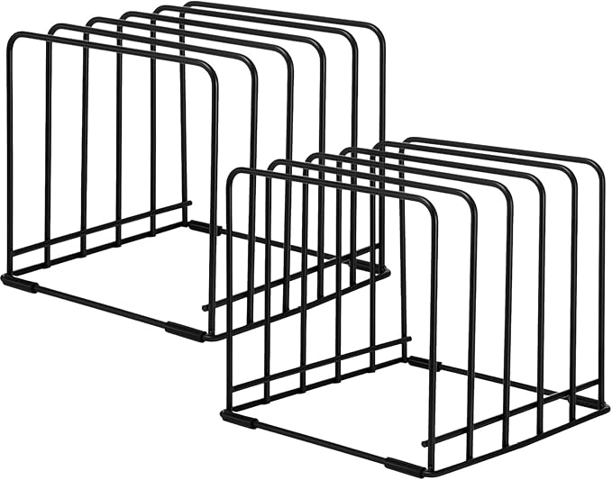 2 PCS 5-Tier Cutting Board Holders, Metal Kitchen Cabinet Organizers, Countertop or Pantry Storage Rack for Cutting Boards, Bakeware, Trays, Thin Pots, Cookbooks