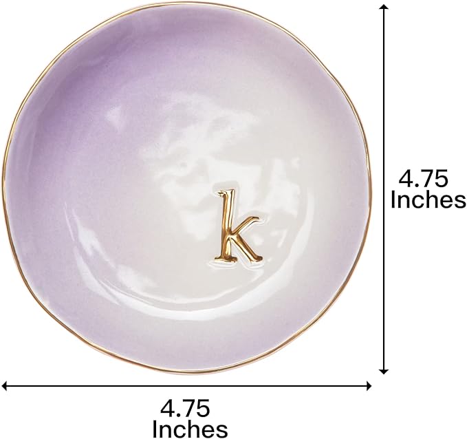 COLLECTIVE HOME - Ceramic Jewelry Tray, Decorative Trinket Dish for Rings Earrings Necklaces Bracelet Watch Keys, Birthday Mother's Day Christmas Gift for Women, 4.75", Colored Surface (K)