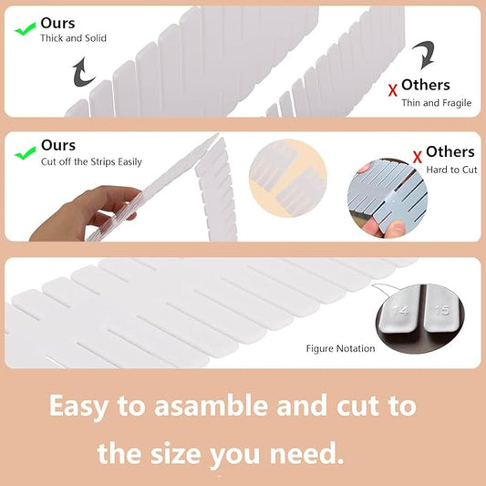 Ohlove 40Pcs Drawer Organizer Dividers 17"x2.8" Adjustable Storage Organizer Separator for Socks, Underwear, Makeup, Kitchen, Dresser