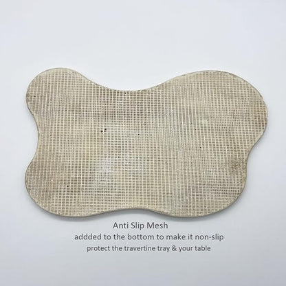 Cloud Shape 100% Natural Travertine Tray Luxury Travertine Vanity Organizer for Bathroom Kitchen Counter, Decorative Tray for Dresser Home Décor, 13.3x8.3x0.7 inches