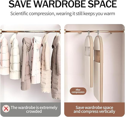 Space Saving Hanging Garment Bag with Self-Compression Zipper 43Inch Closet Organizer for Down Coats, Jackets & Travel Protable Storage Dustproof Wardrobe Storage Bags (Large)
