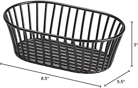 G.E.T. 4-31892 Black 8.5" x 5.5" Stackable Tuscan-Style Oblong Wire Basket Iron Powder Coated Wire Baskets Collection